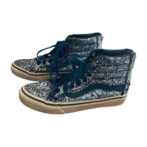 Van’s Old School Blue Glitter High Top Skate Shoes Women’s 6.5